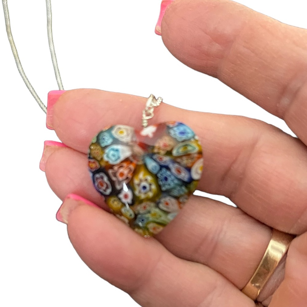 Glass Heart Pendant Necklace